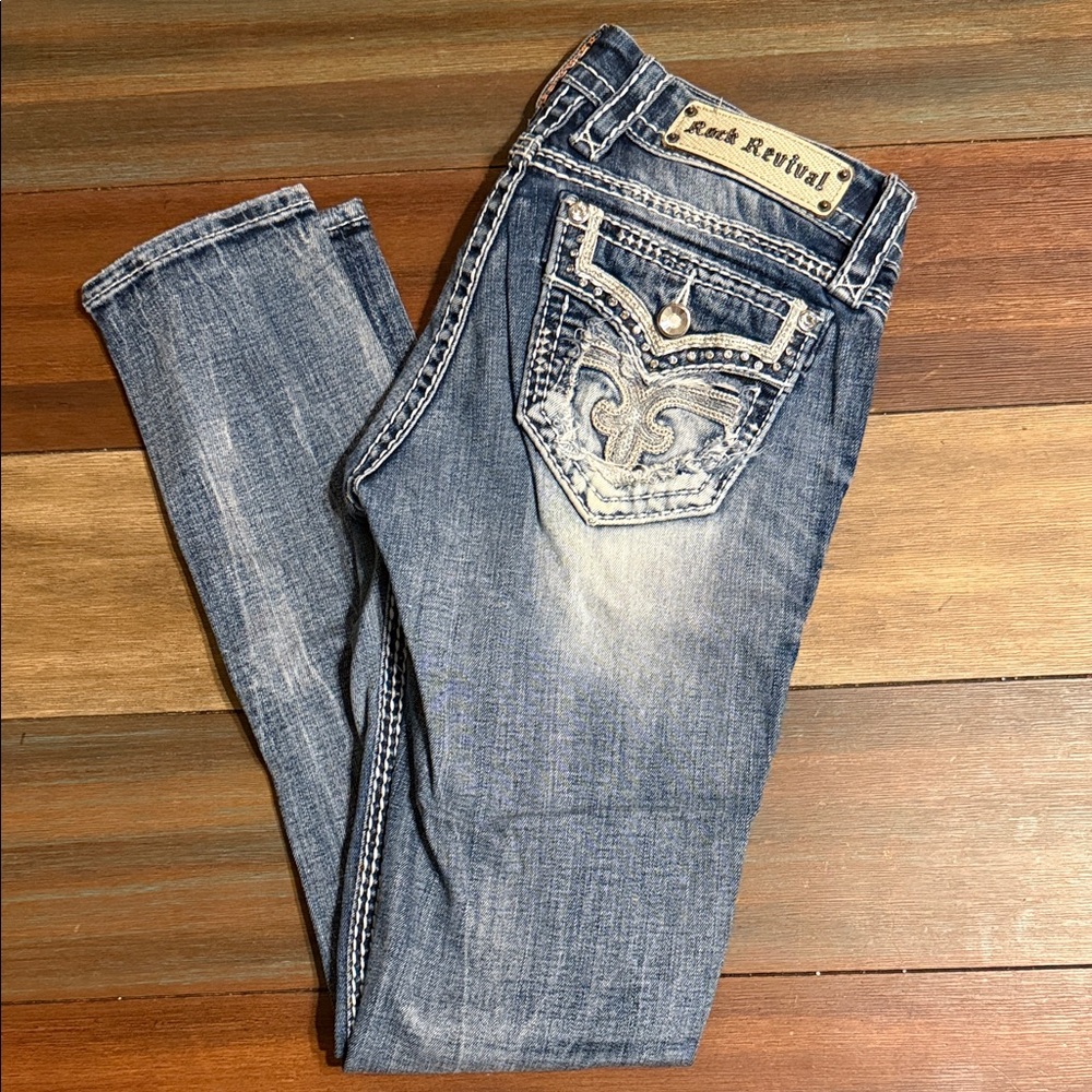 Rock Revival Distressed Blue Skinny Jeans